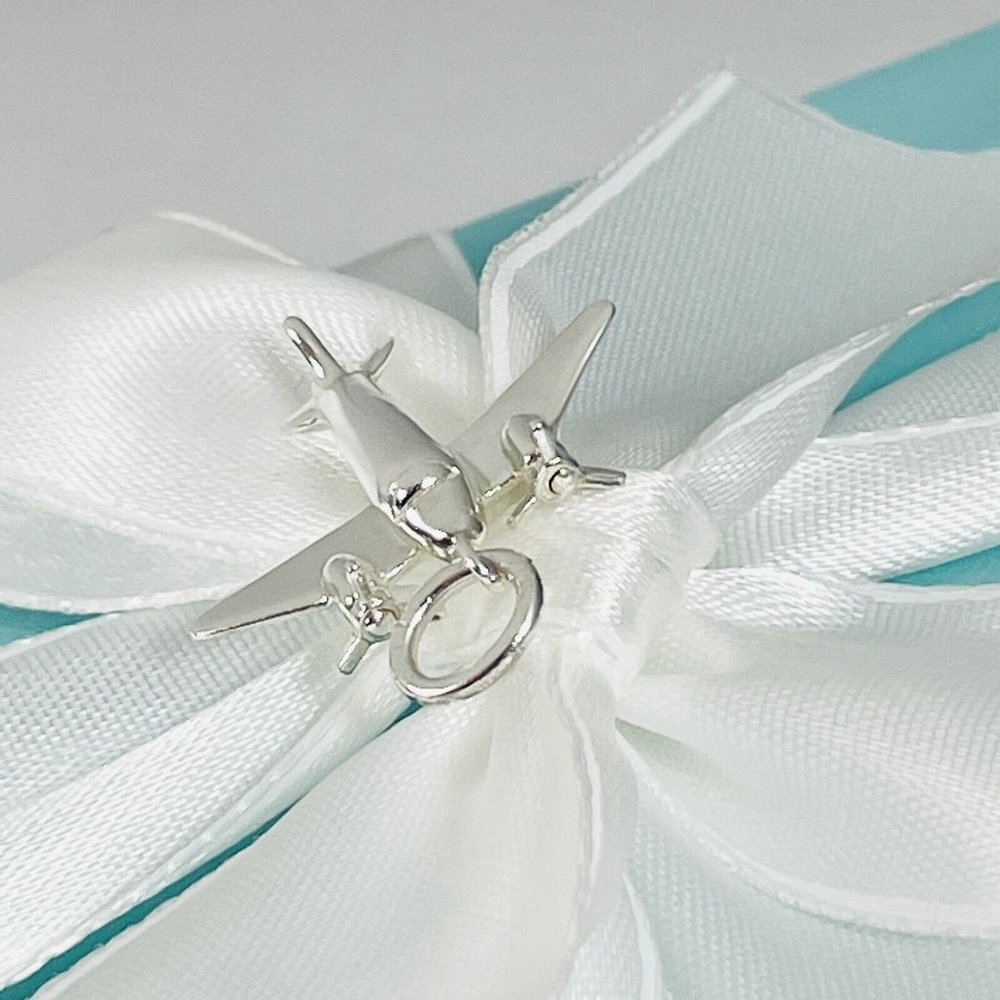 Tiffany Airplane Plane Pendant or Charm in Sterling Silver Italy - Picture 4 of 7